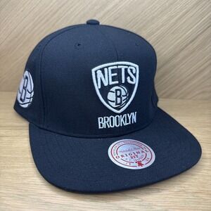 Mitchell‎ & Ness New York Brooklyn Nets Black Adjustable Snapback Hat Cap